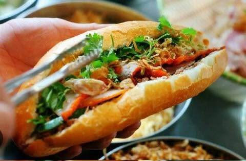 Banh mi roll with fresh herbs