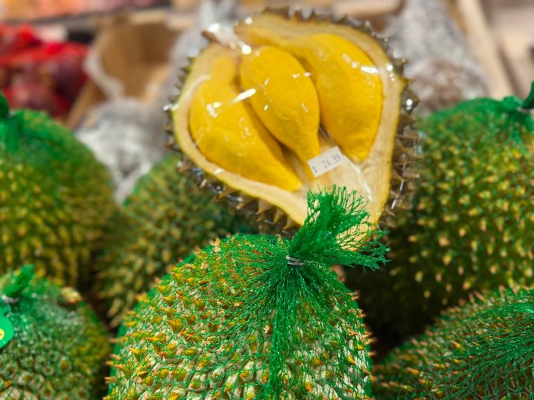 Fresh durian opened to show the fruit