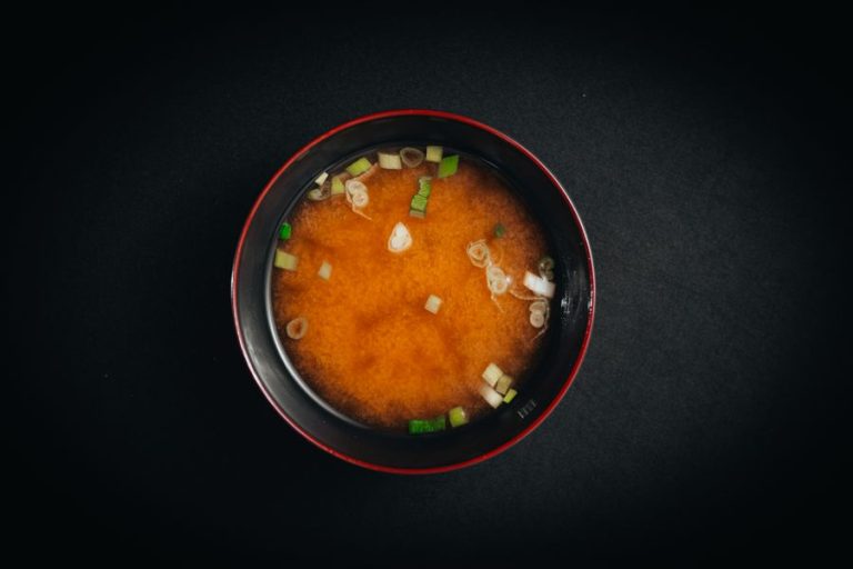 Miso soup with tofu and spring onion